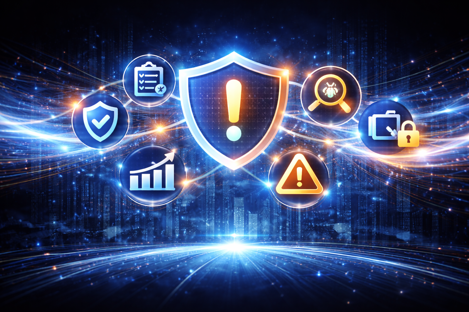 Risk Management 3D chrome shield to symbolize protection and reliability.