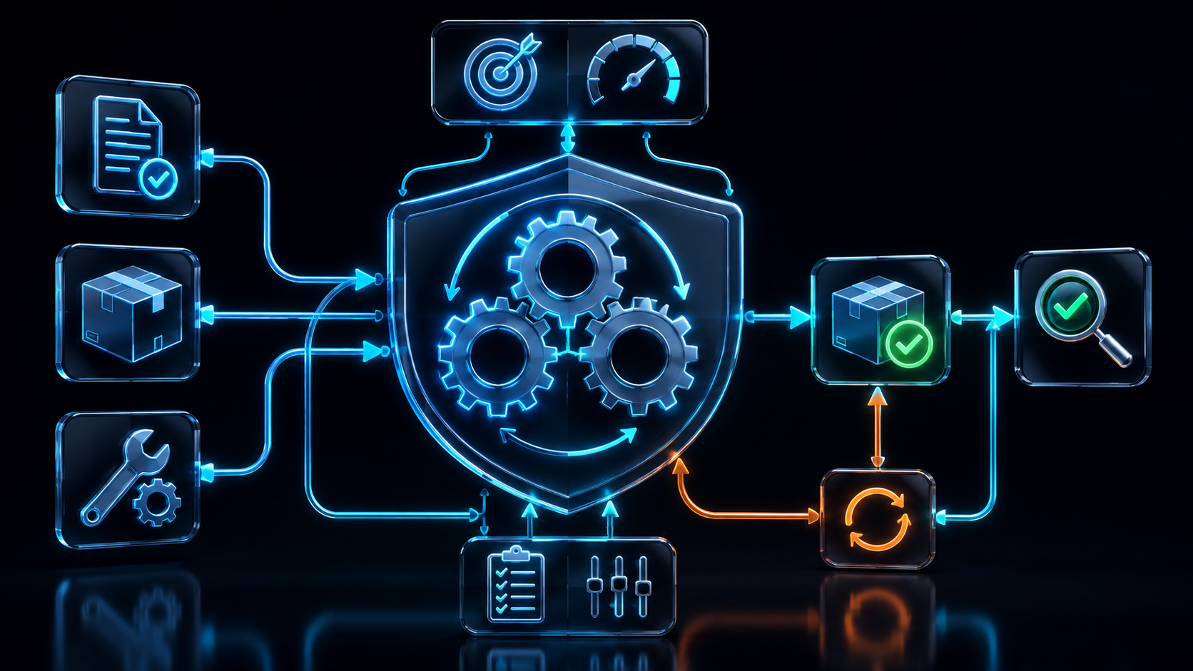 Connected ISO 9001 Process Management | Zebsoft ISO 9001 process approach linking inputs controls people outputs evidence and improvement