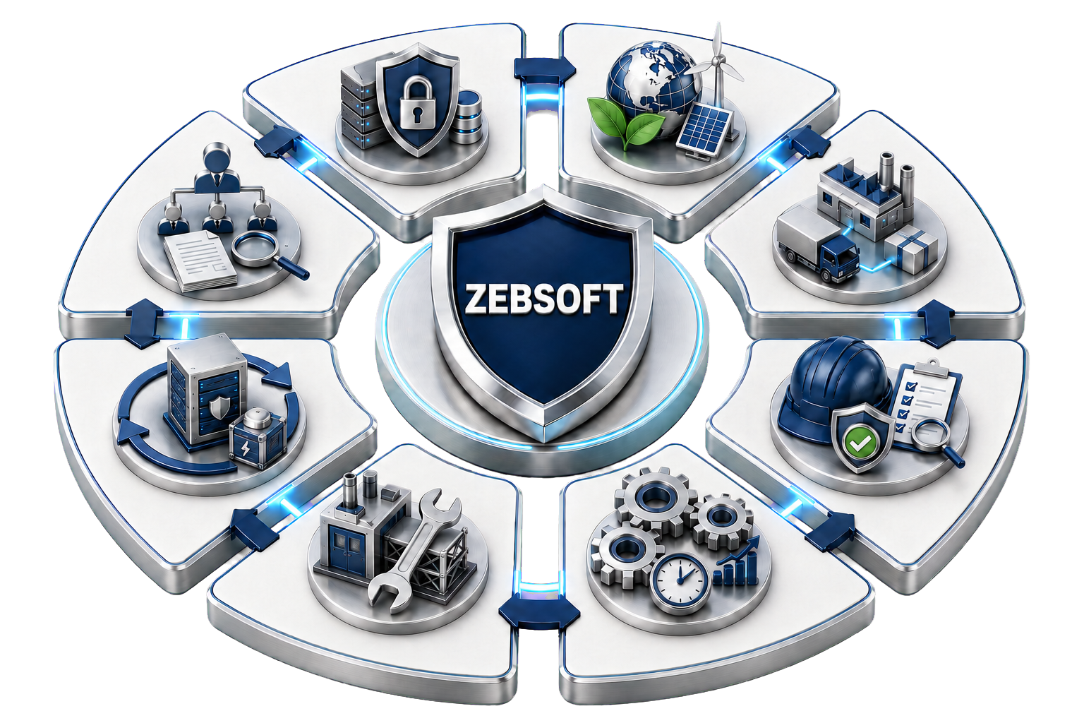 Domains TYPDomains as governance responsibility structures within the Zebsoft Assurance Platform. VISUAL Dark navy/black gradient background Left aligned content Right side connected domain