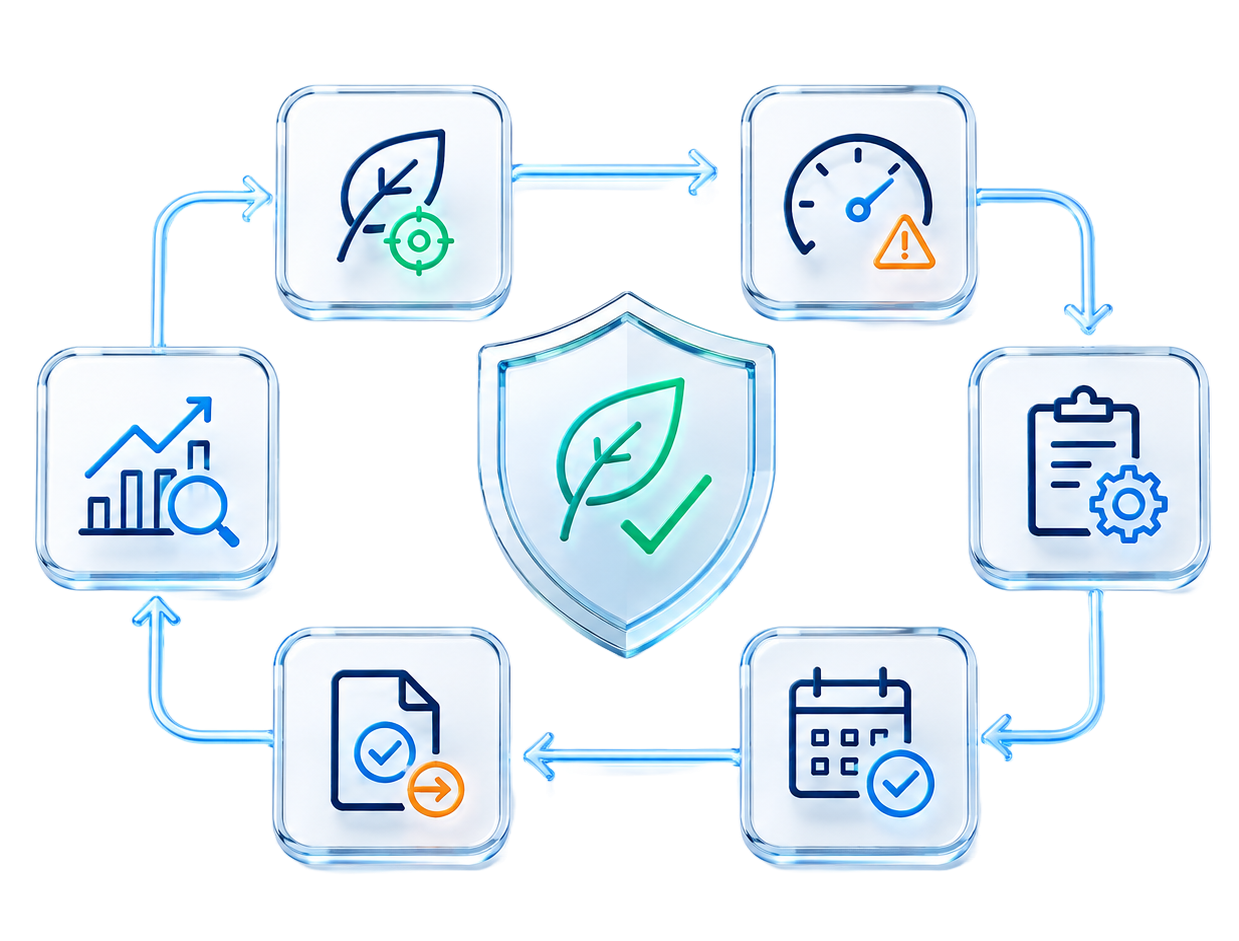 Practical Environmental Management Workflow | Zebsoft Environmental compliance workflow from aspect to evidence