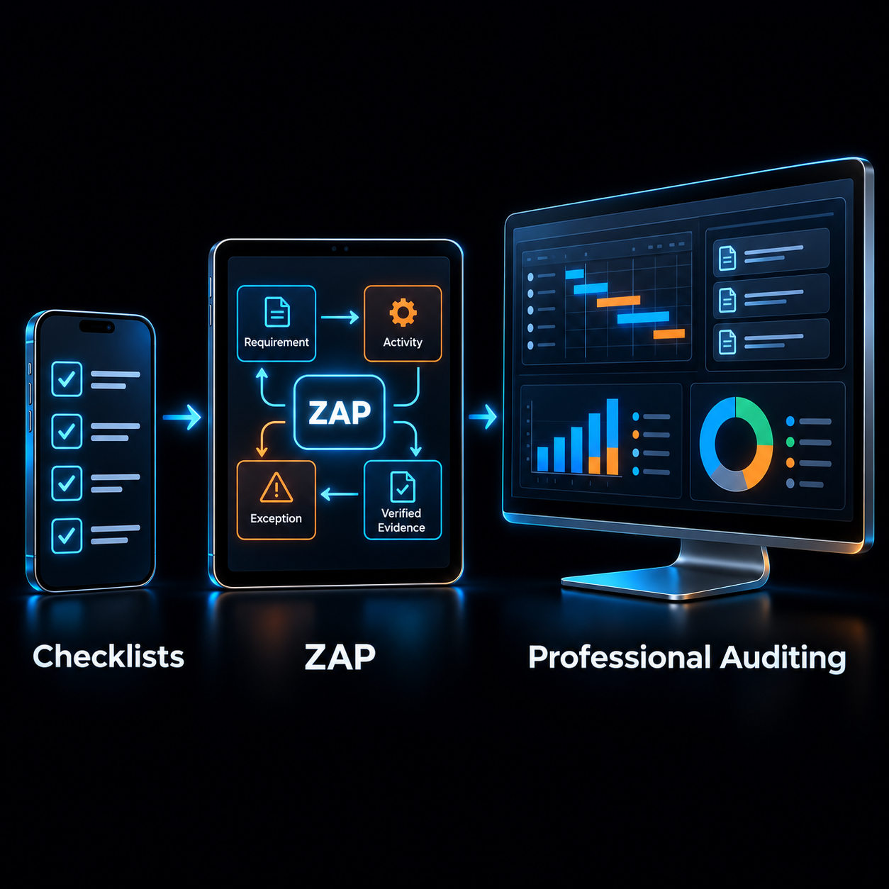 Audit management software for connected operational assurance